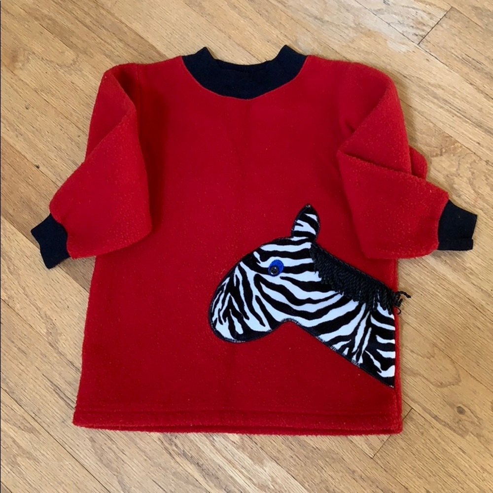 Red Fleece Top with Zebra